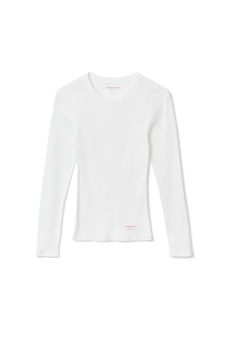LONG-SLEEVE TEE IN RIBBED COTTON