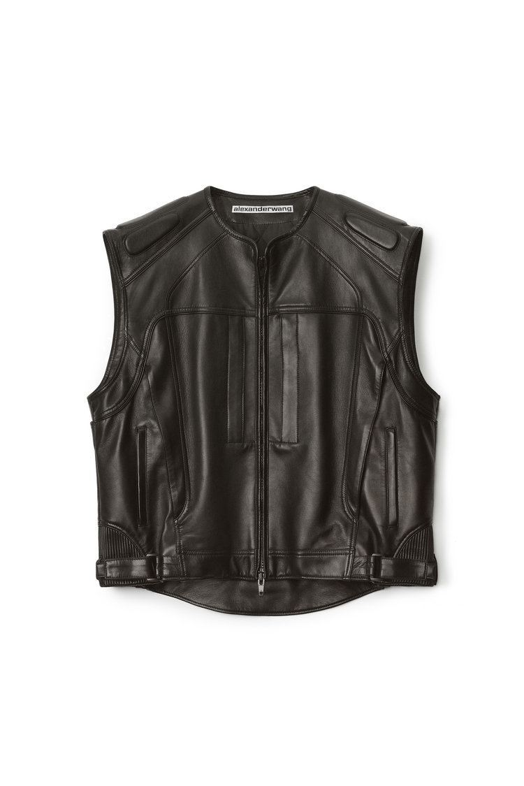 OVERSIZED MOTO VEST IN BUTTERY LEATHER