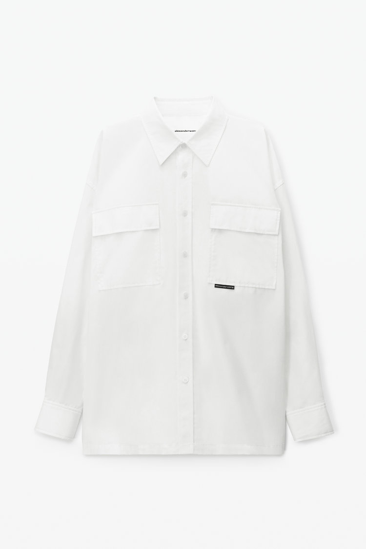 OVERSIZED BUTTON DOWN IN COMPACT COTTON
